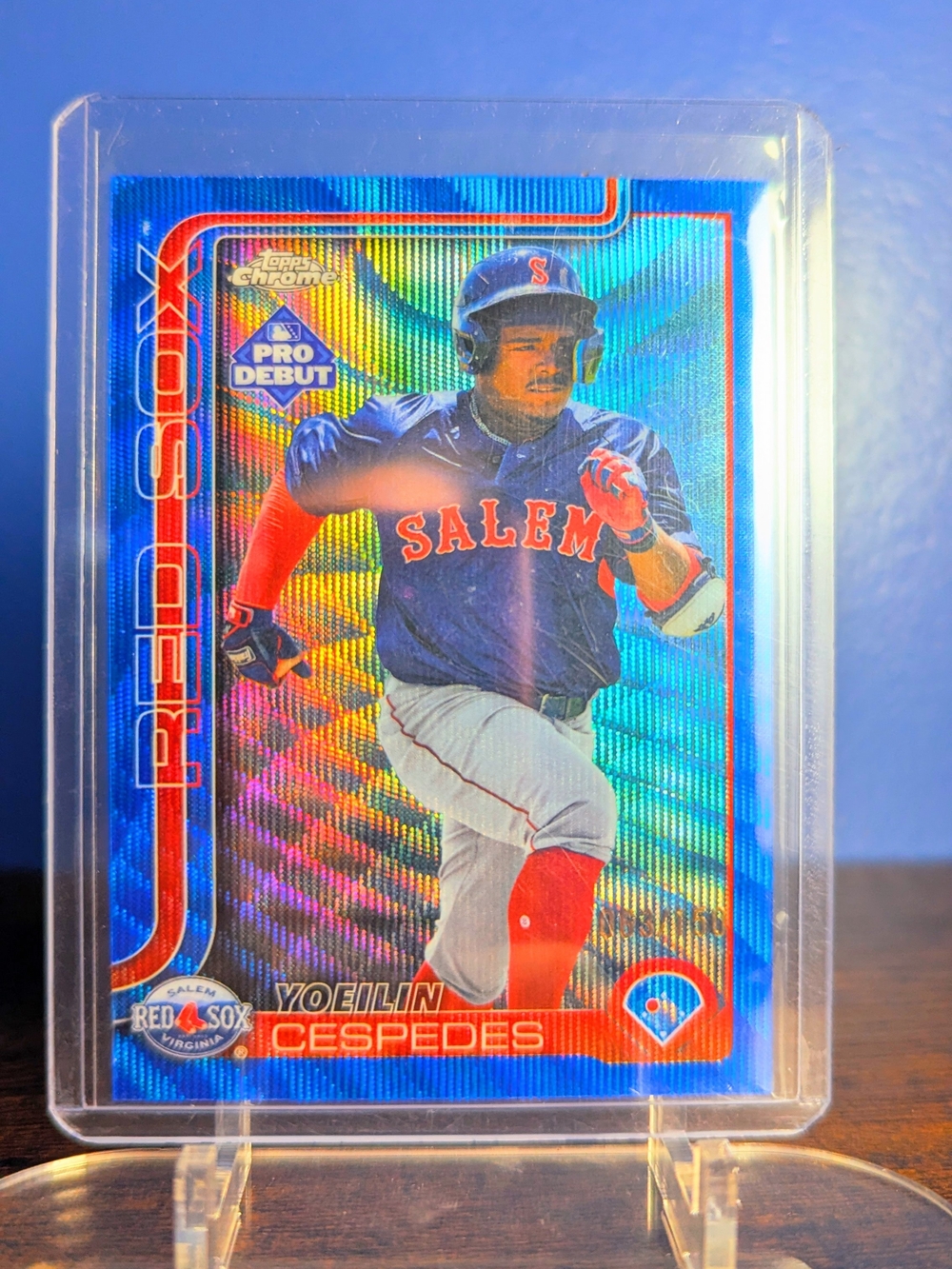 2025 Topps Pro Debut #PDC-28 Yoeilin Cespedes Chrome Blue Wave Refractor #/150